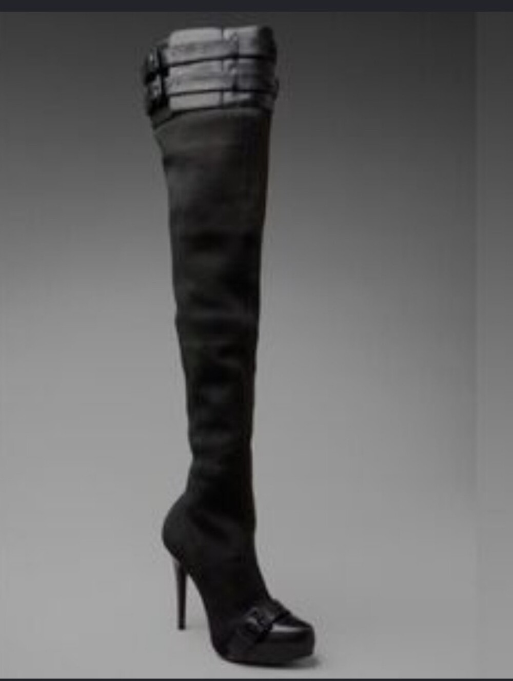 Report Signature Black Winston Over-the-Knee Stiletto Boots with Buckle Accents